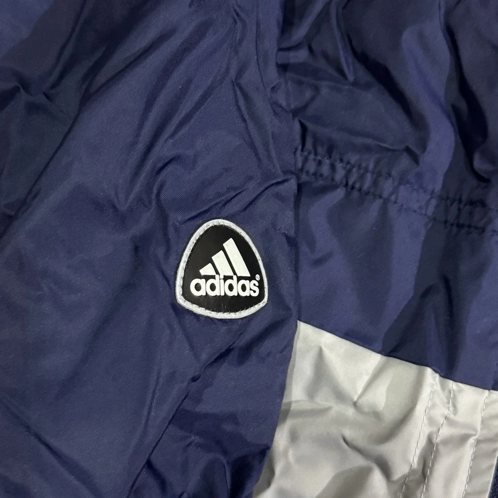 Vintage 90s Adidas Full Zip Windbreaker Navy Blue /‎ Gray Jacket Size Medium